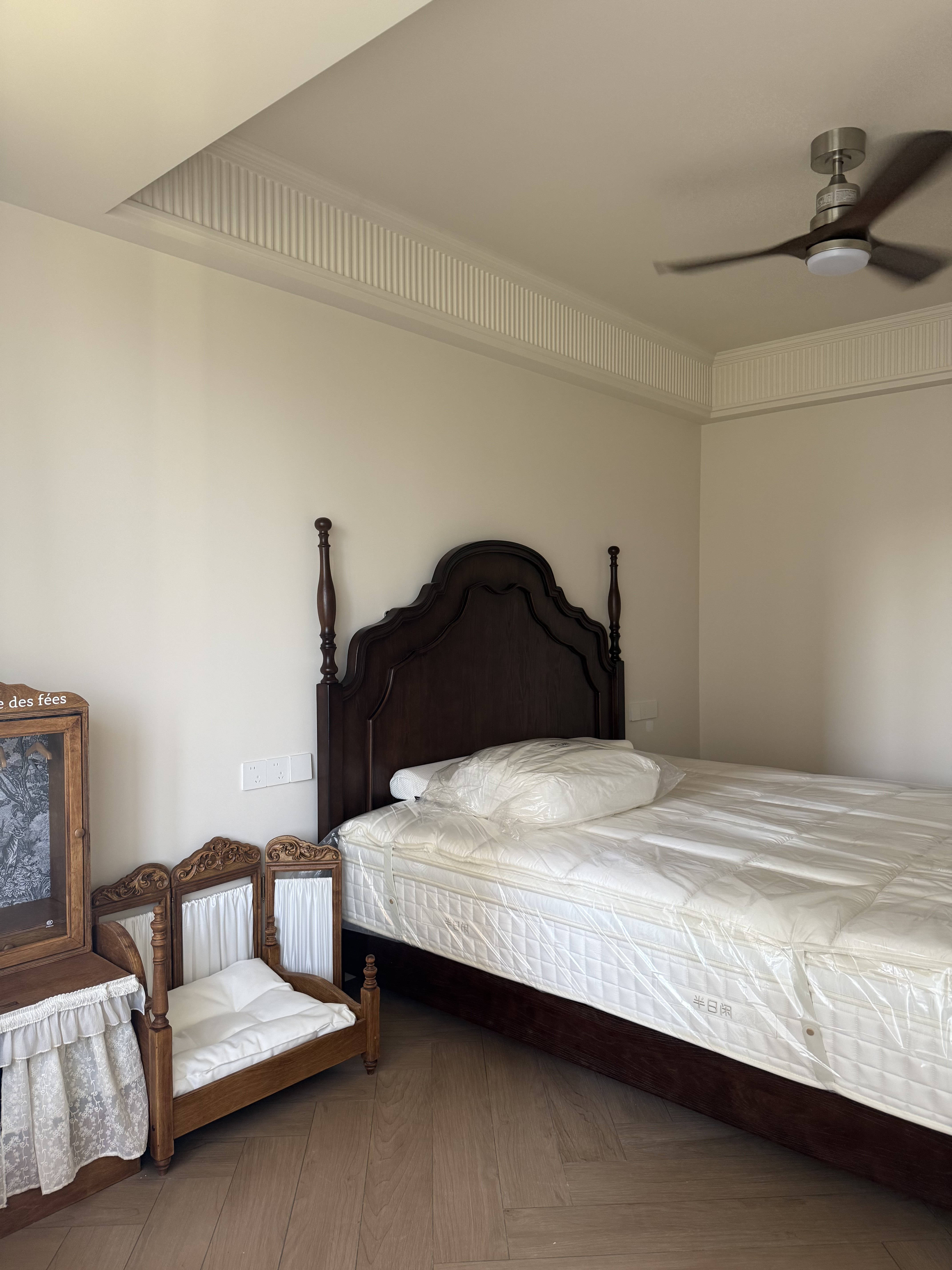 small wooden cat bed with mattress in a customer's home - Anna Princess Vintage Pet Bed